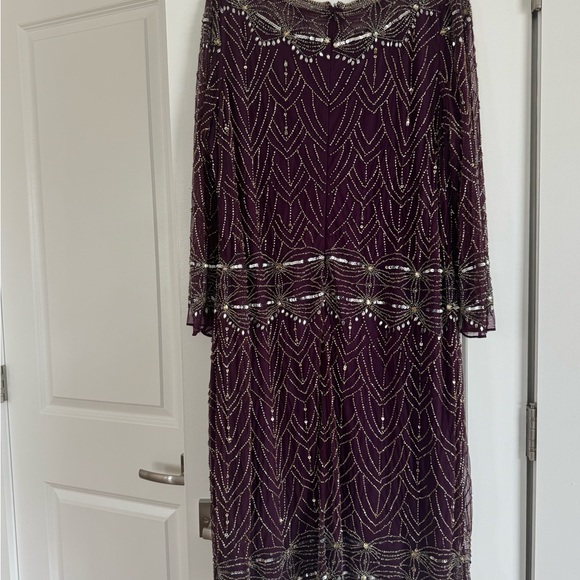 Pisarro Nights Plum Beaded Long-Sleeve Midi Dress - Picture 2 of 4